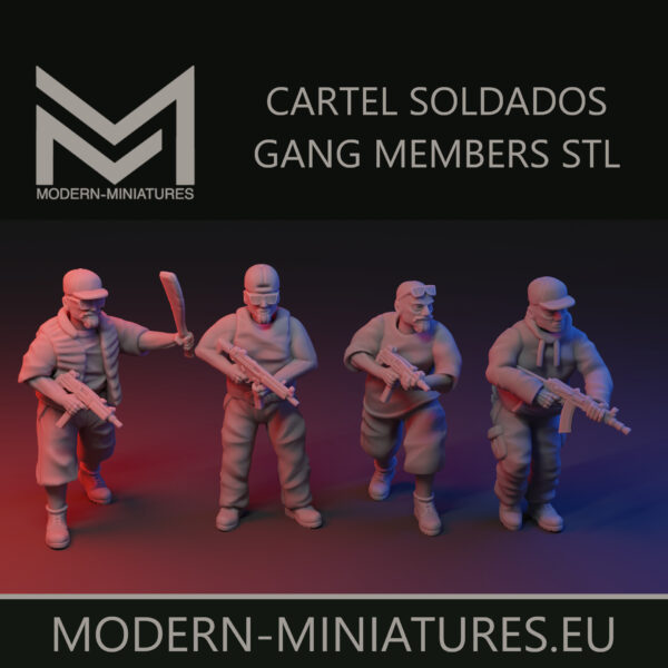 28mm Cartel Soldados miniature set / modular heads [Digital]